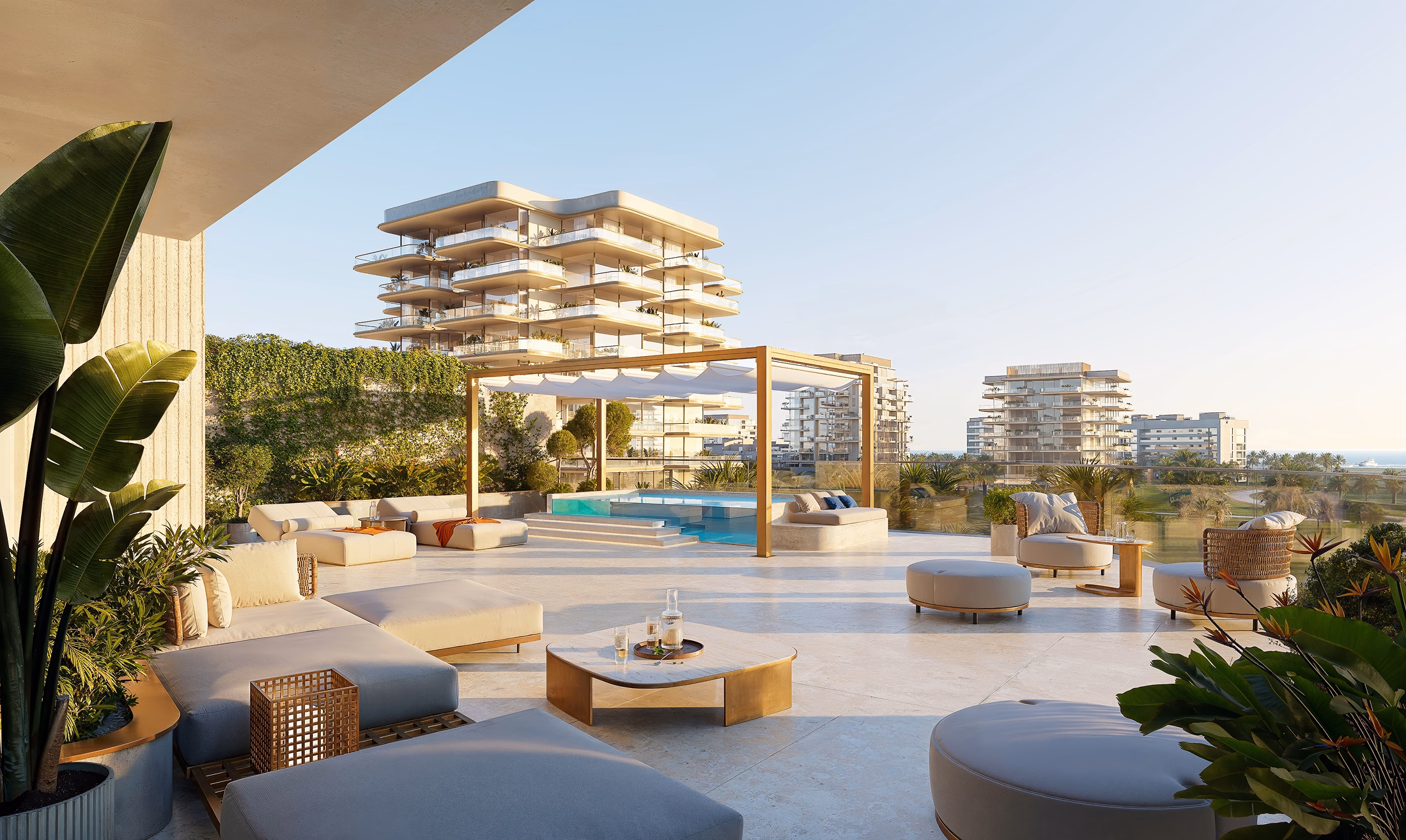 Commercial 3D rendering of a cityscape with a focus on a modern building, showcasing the use of 3D visualization in commercial real estate marketing.